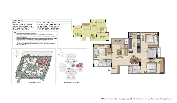 Shriram Sapphire 3 BHK Floor Plan